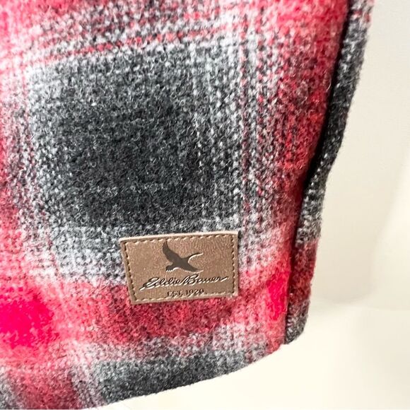 Eddie Bauer Sonoma Plaid Wool Blend Cape Poncho Sweater Large - Picture 7 of 10